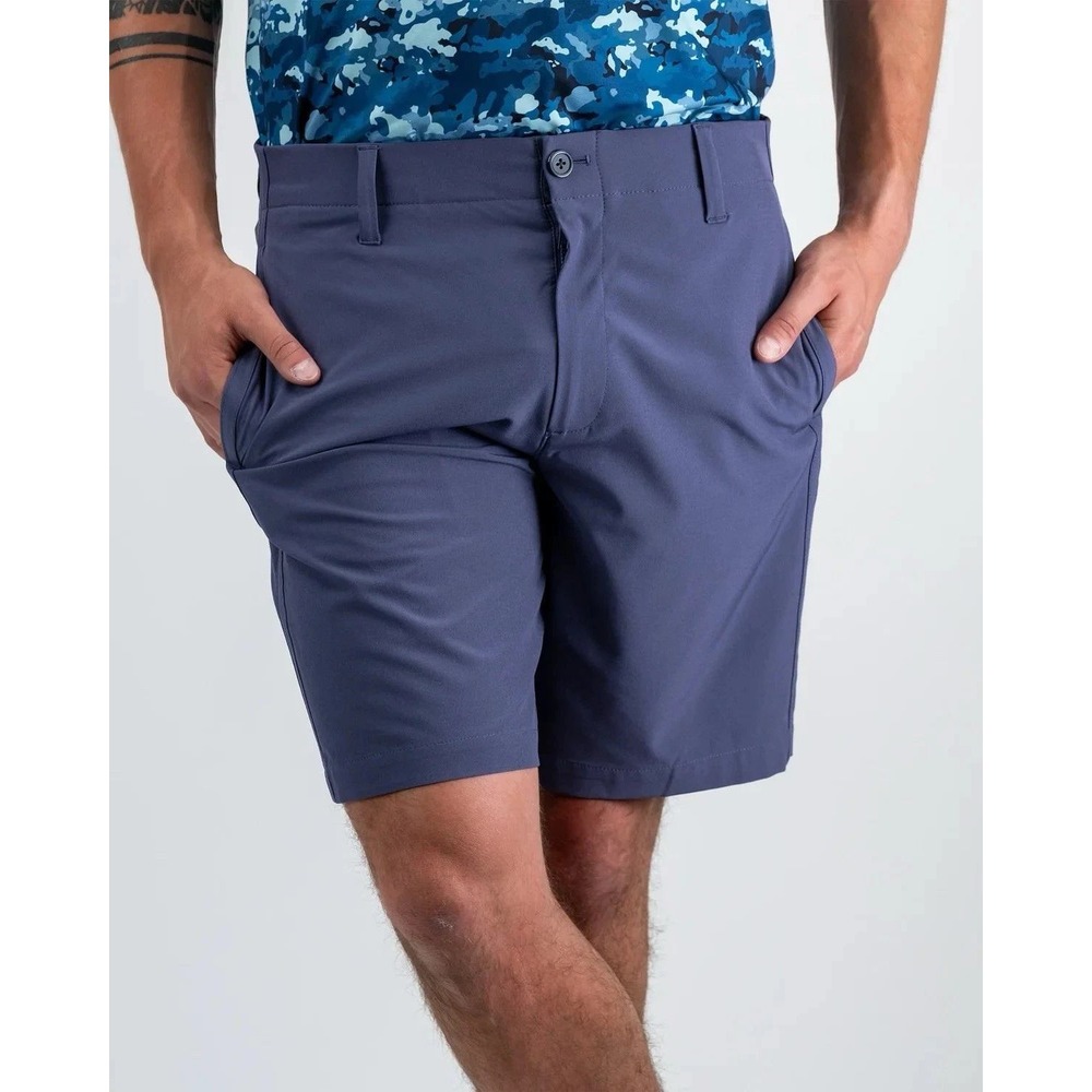Pins & Aces Golf Co Mens Performance Shorts BLUE Size 36 Flat Front Athletic